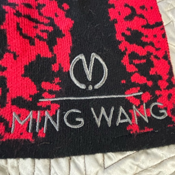 Ming Wang Oversized Blanket Scarf Travel Wrap 80x36 Red Black Knit